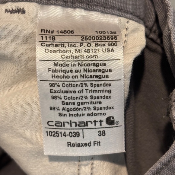 Carhartt Carpenter Shorts Mens Size 38 Gray Relaxed Fit Workwear Utility Outdoor - Picture 5 of 9